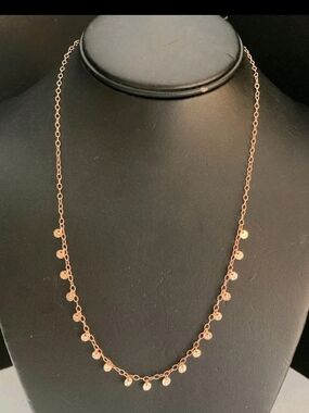 Delicate Rose Gold / 925 Disc Station Necklace - Women Jewelry